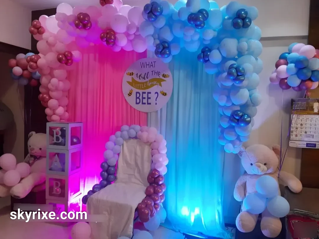 Pink and Blue Gender Reveal Balloon Decoration
