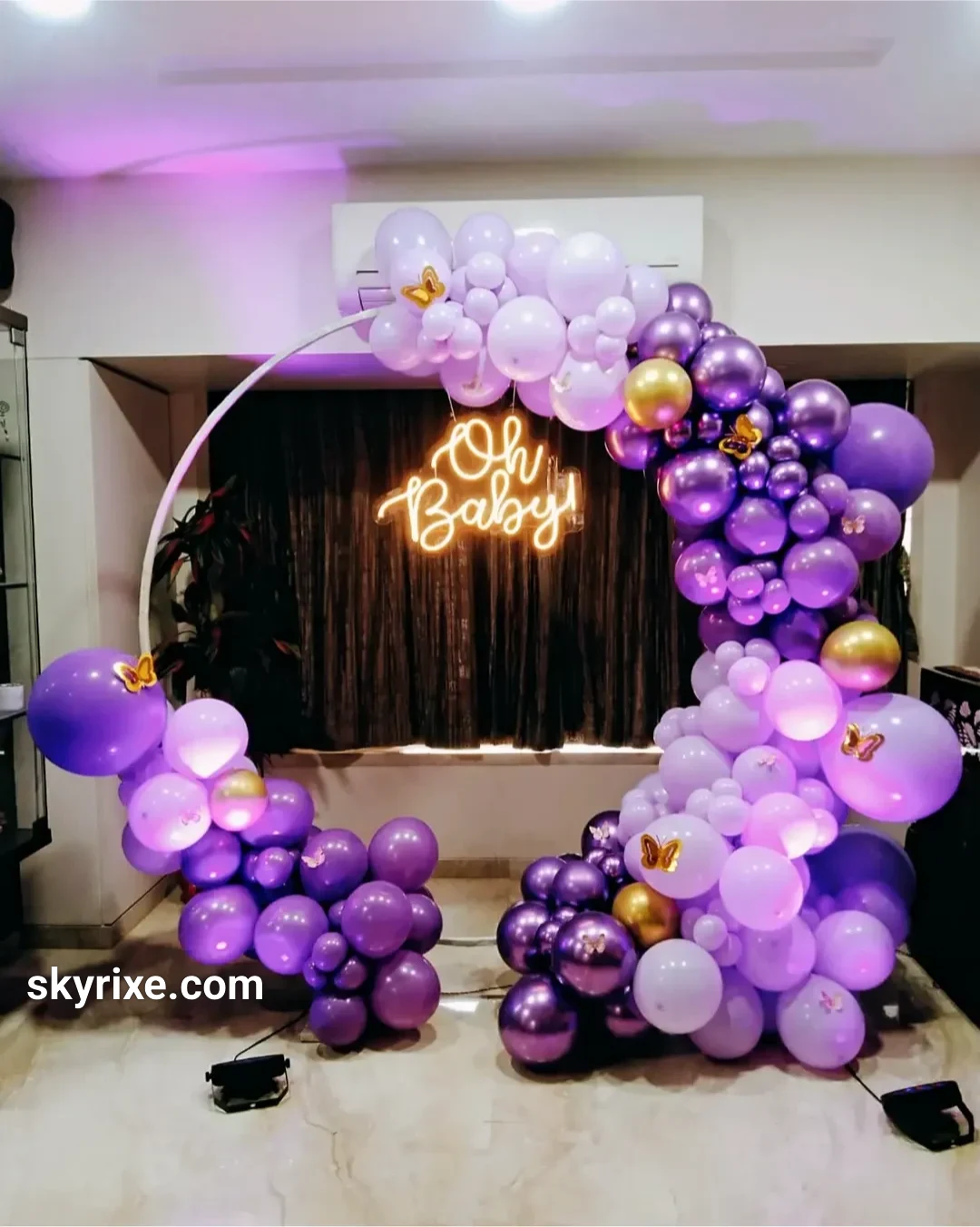 Purple Oh Baby Baby Shower Balloon Arch Decor