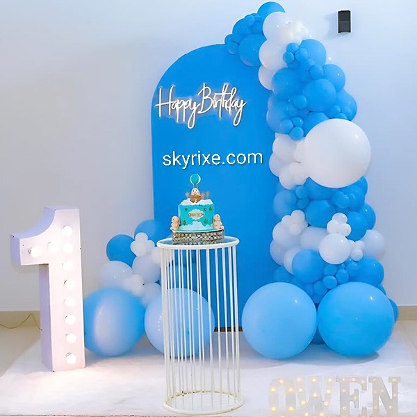 Blue 1st Birthday panel backdrop