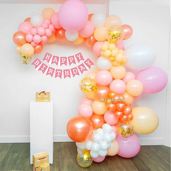 Peach Blush Birthday Balloon Arch
