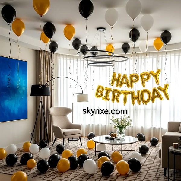 Classic Black and Gold Birthday Room Decor