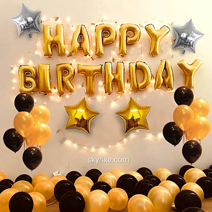 Golden Glow Birthday Backdrop Decoration