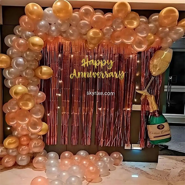Rosegold Champagne Anniversary Backdrop
