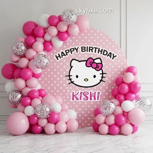 Hello Kitty Theme Birthday Balloon Backdrop