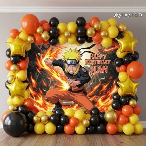 Naruto Anime Theme Birthday Balloon Backdrop
