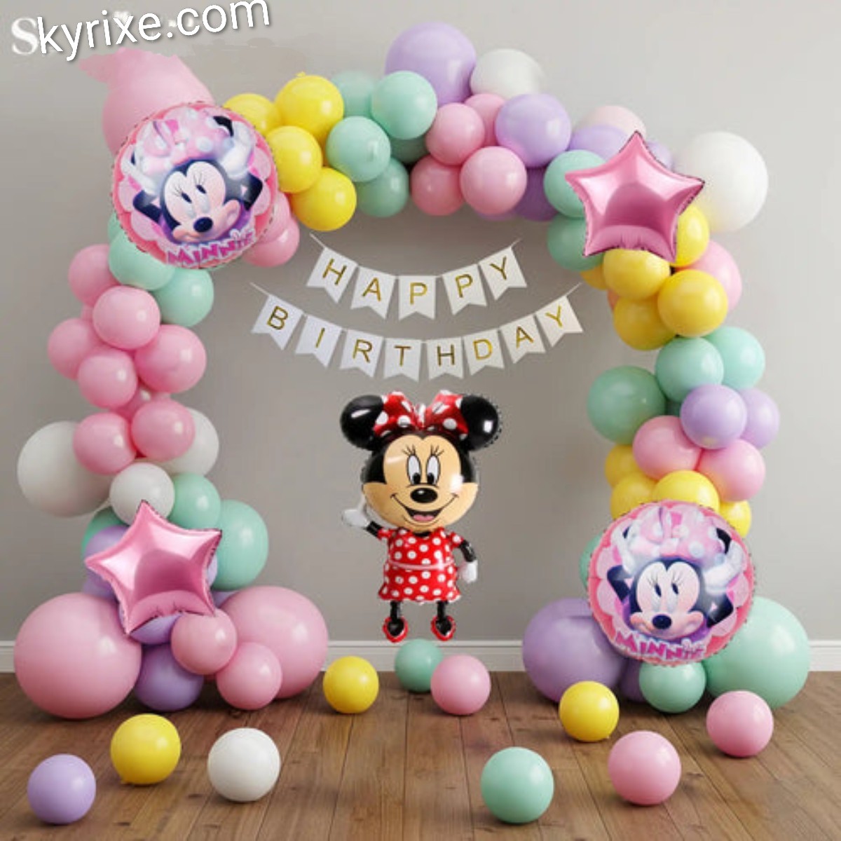 Minnie Mouse Pastel Balloon Arch Birthday