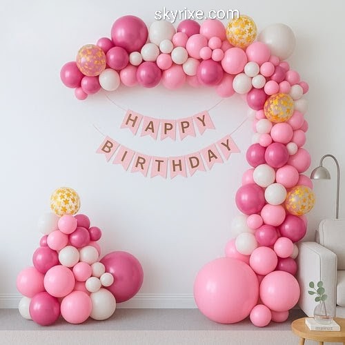 Pink Balloon Arch Birthday Decor