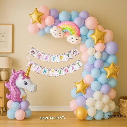 Pastel Unicorn Rainbow Birthday Decor