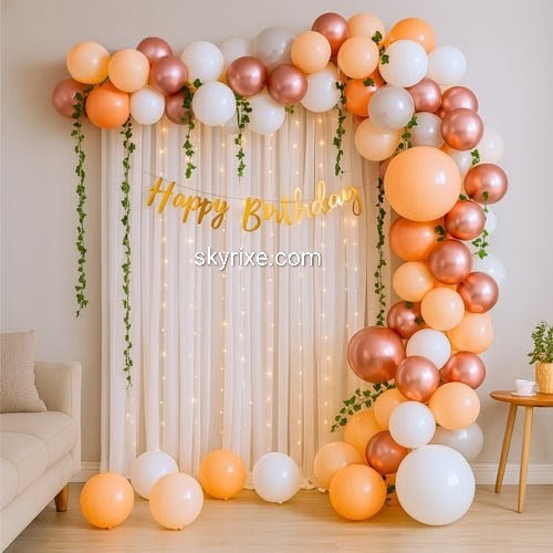 Birthday Decoration with LED Curtain Backdrop