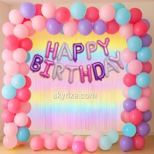 Rainbow Pastel Balloon Arch Birthday Decora