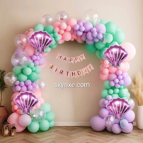 Mermaid Theme Pastel Birthday Decoration