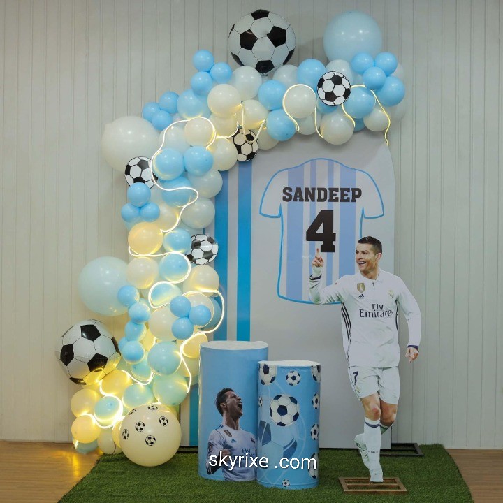 Football Theme 4th Birthday Balloon Backdrop