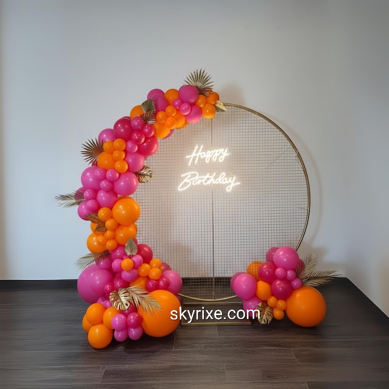 Balloon Ring Happy Birthday Backdrop