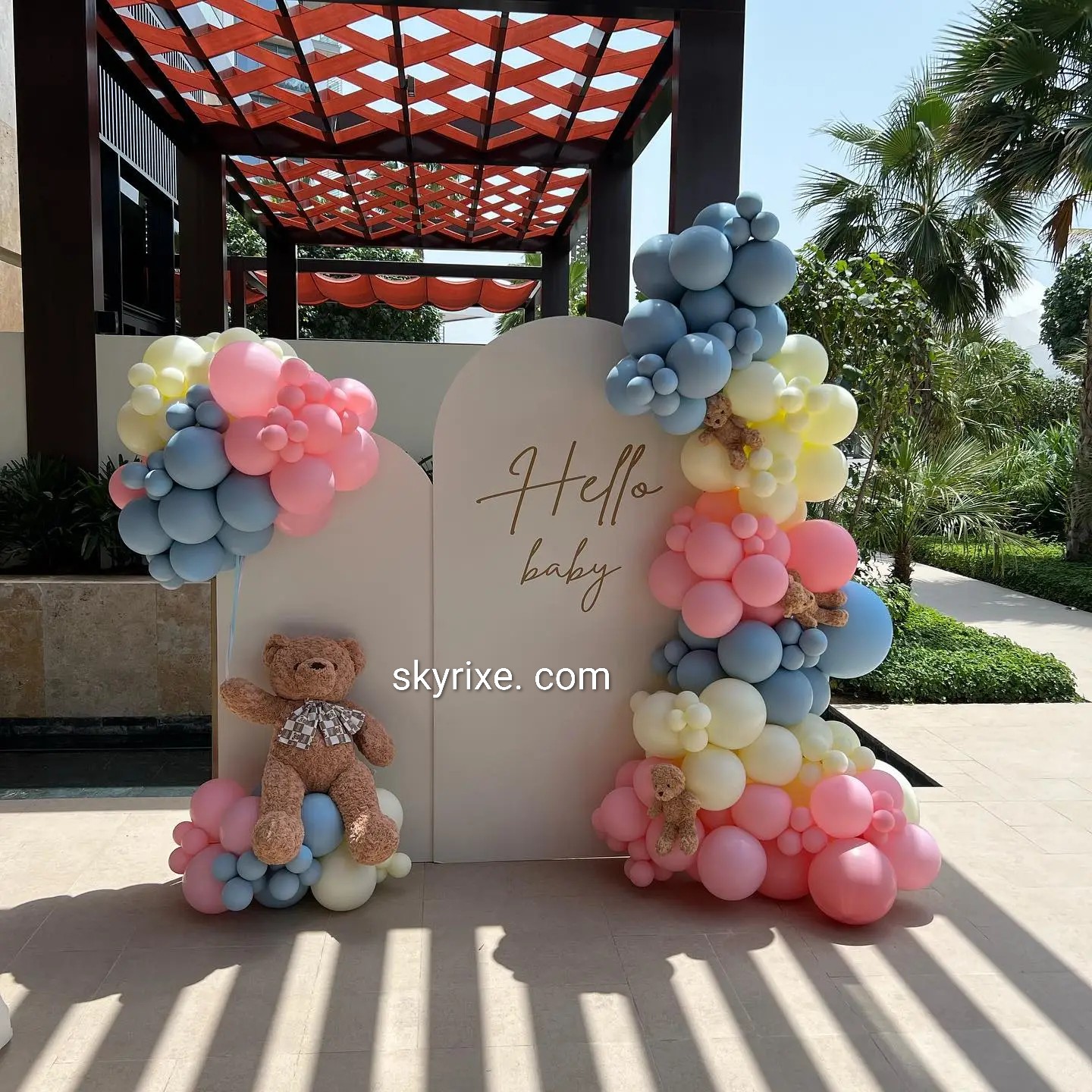 Teddy Bear Pastel Balloon Backdrop
