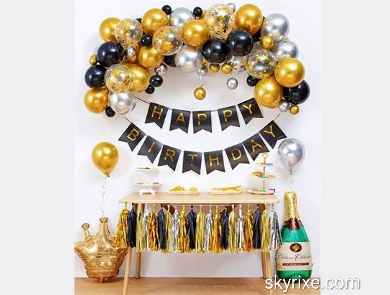 Royal Gold And Black Birthday Party Backdrop
