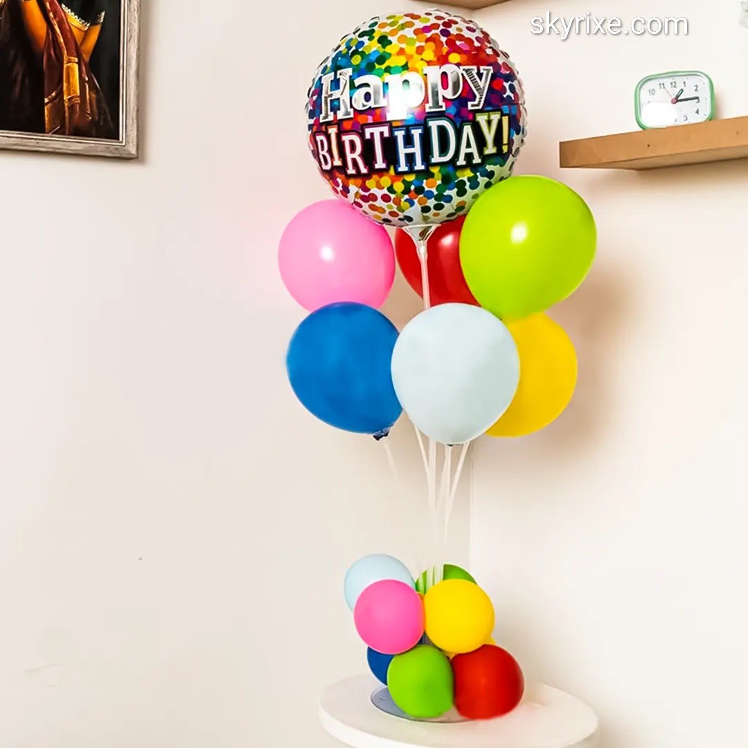 Rainbow Birthday Balloon Bouquet Stand
