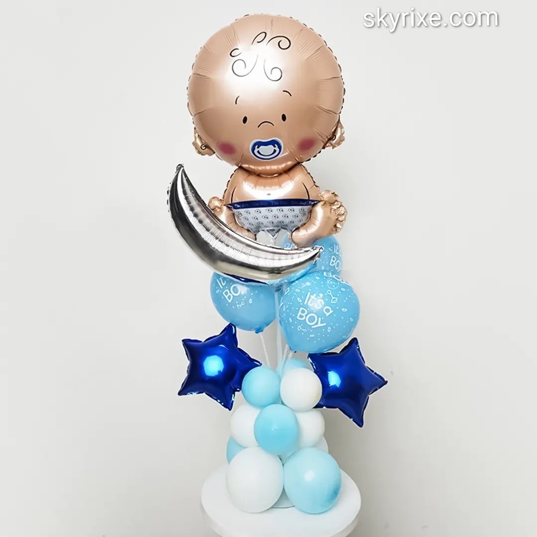 Moonlit Baby Boy Balloon Tower