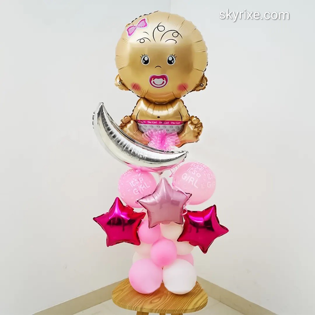 Twinkle Baby Girl Moon Balloon Stand