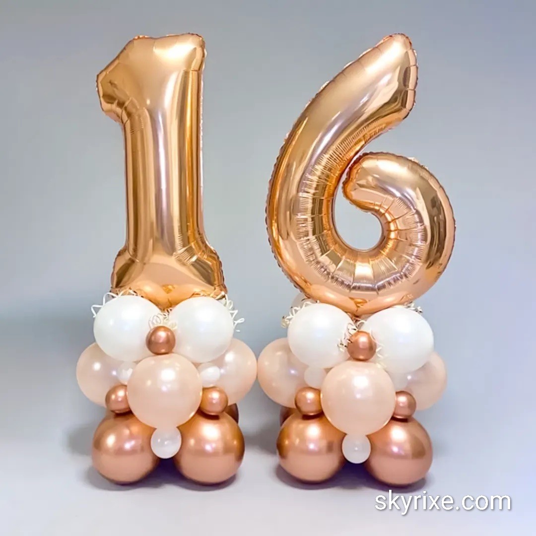 Rose Gold 16th Birthday Number Pillars