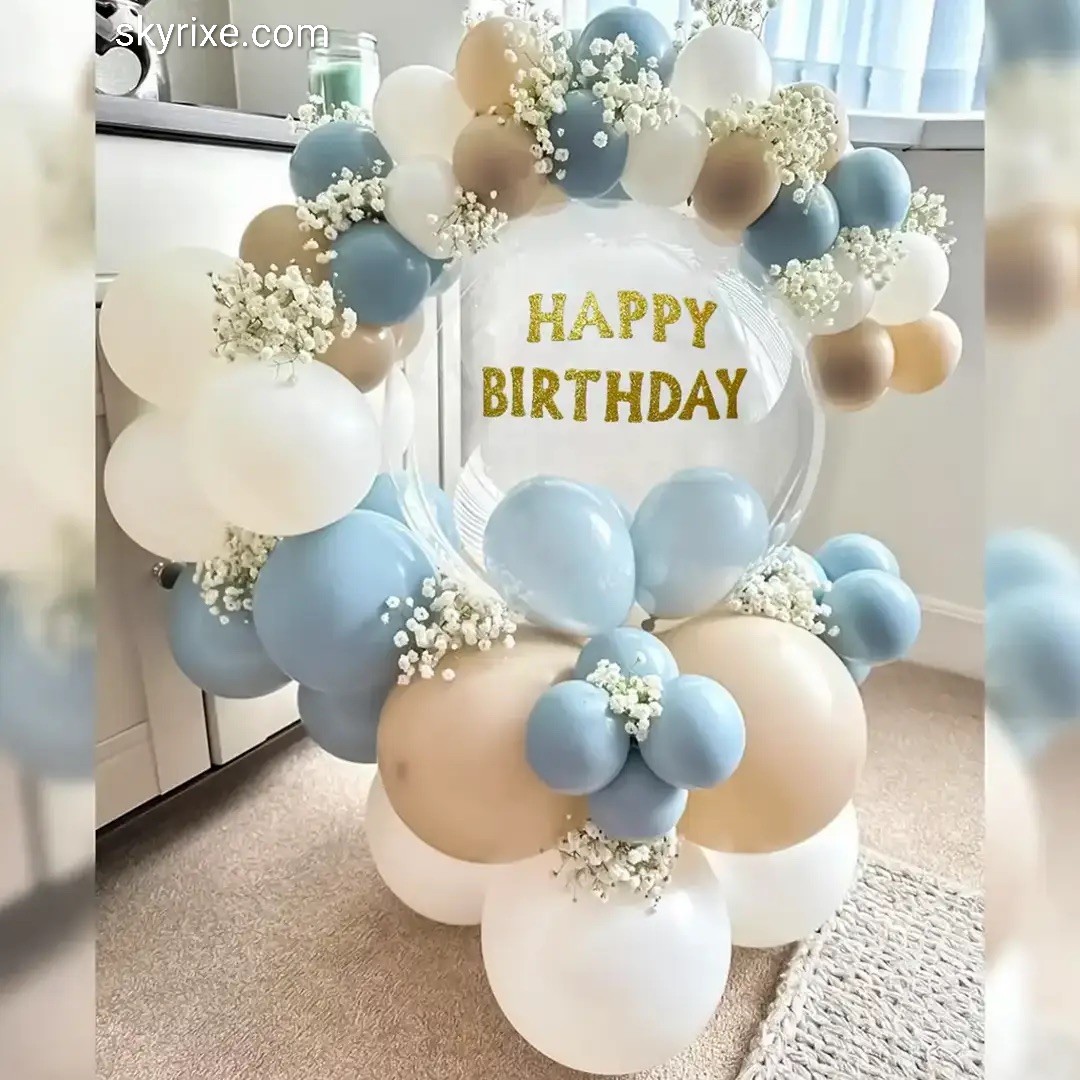 Pastel Blue Birthday Bubble Balloon Ring