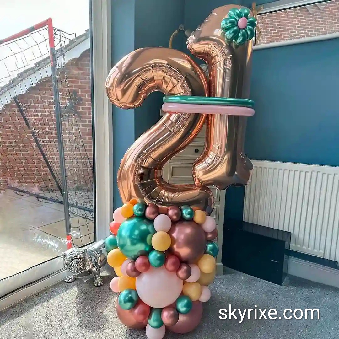 Rose Gold 21 Milestone Balloon Column