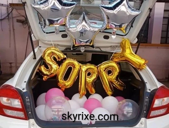 Golden Sorry Car Boot Birthday Surprise