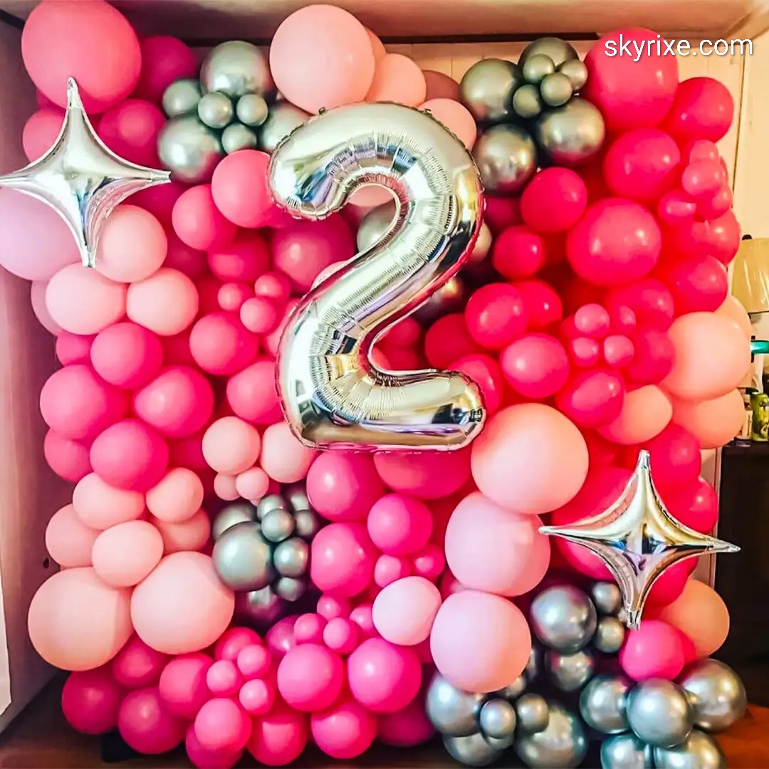 Pink Luxe Balloon Wall with Number