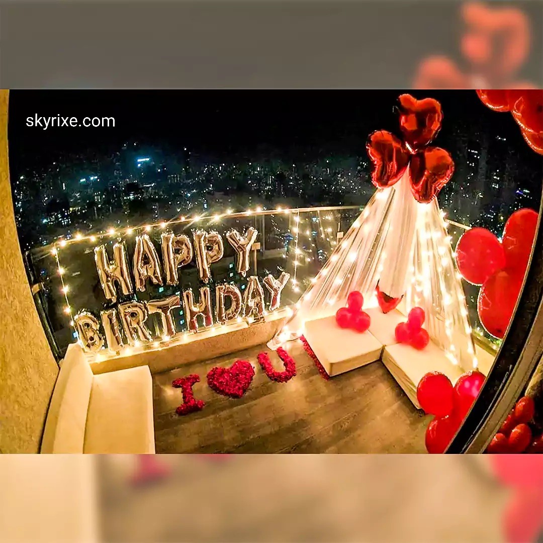 Starlit Balcony Birthday Surprise Setup