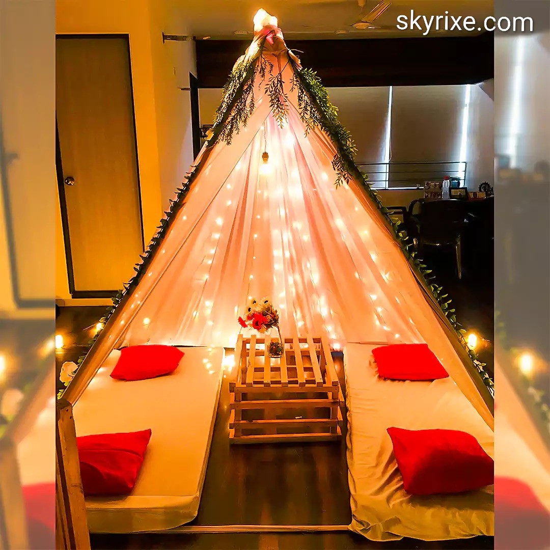 Canopy tent romantic with light decoration