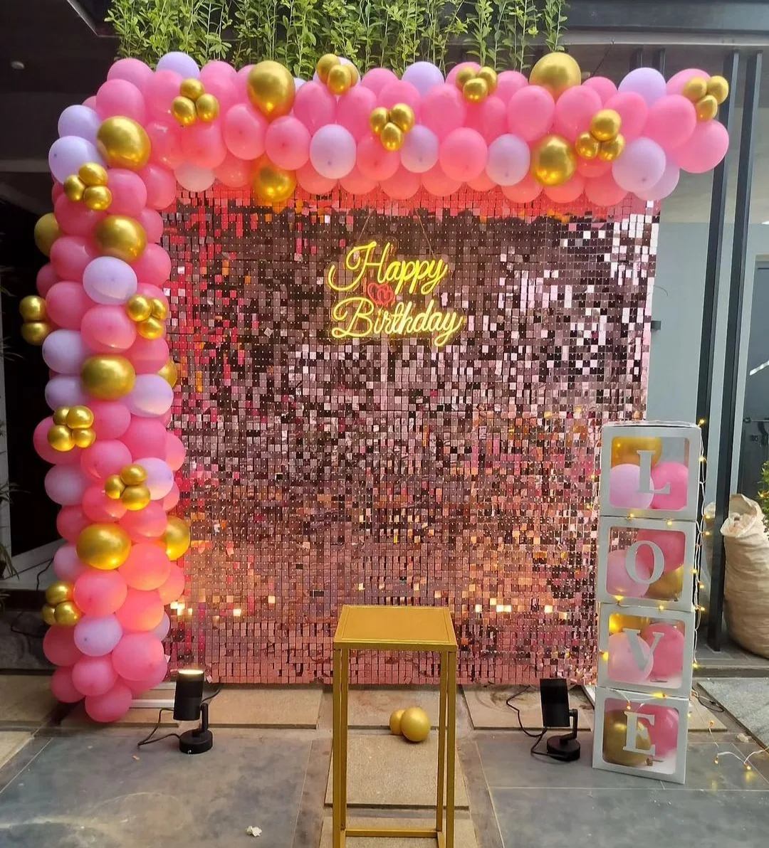 Glamorous Pink And Gold Birthday Backdrop