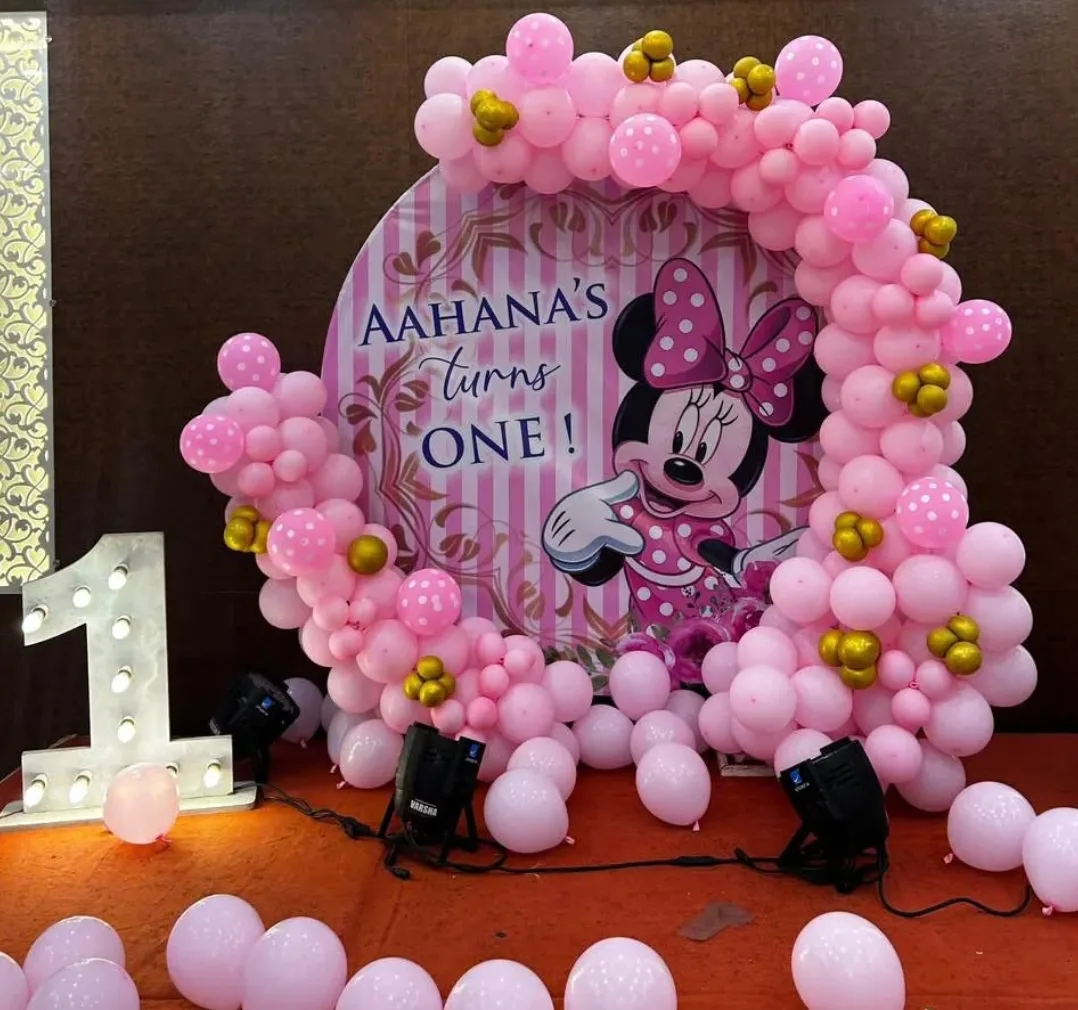 Pink Minnie Mouse Birthday Backdrop