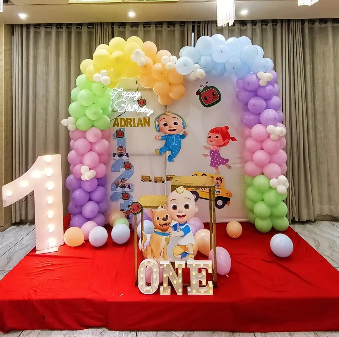 Rainbow Cocomelon 1st Birthday Theme