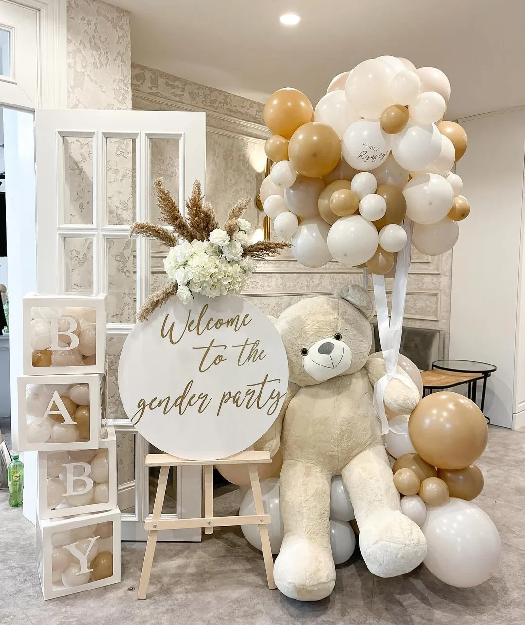 Golden Glow Gender Reveal Setup
