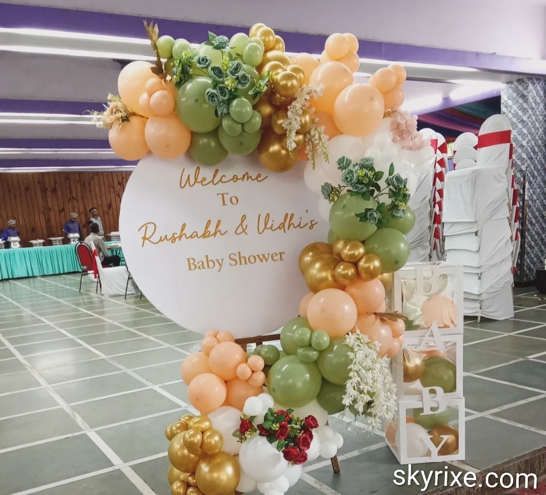 Pastel Green and Peach Baby Shower Welcome Backdrop