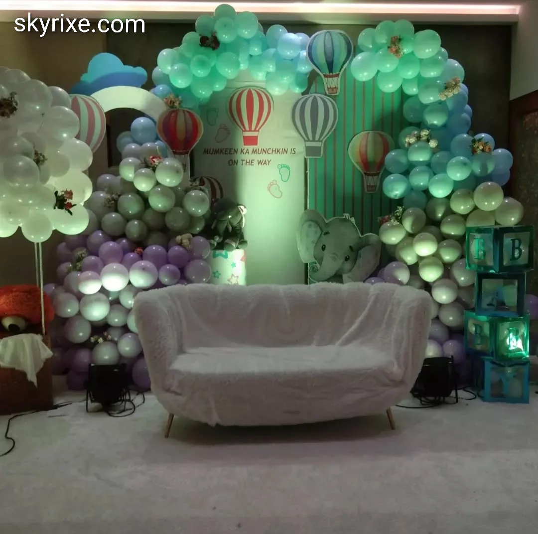 Pastel Hot Air Balloon Baby Shower Backdrop