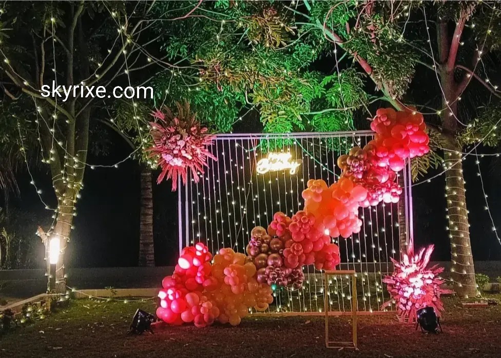 Luxury Outdoor Fairy Light Birthday Backdrop