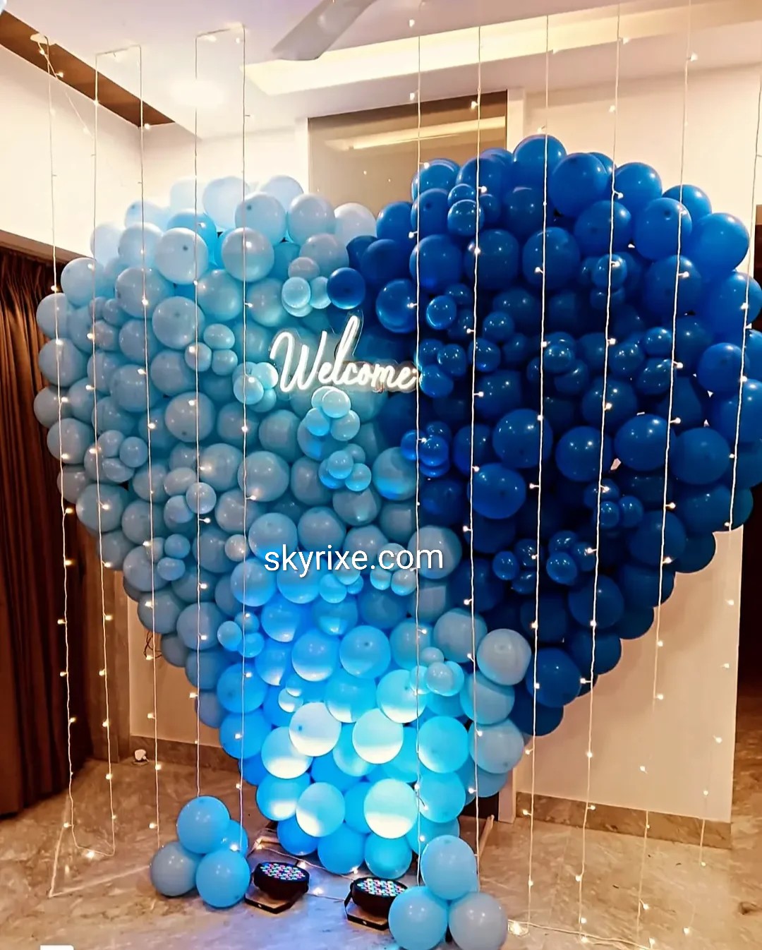 Heart shaped balloon wall setup