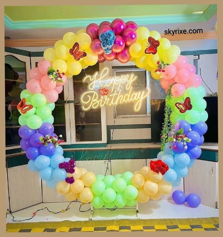 Rainbow Balloon Ring Birthday