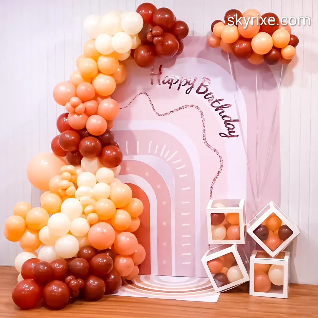 Peach And Brown Balloon Decoration
