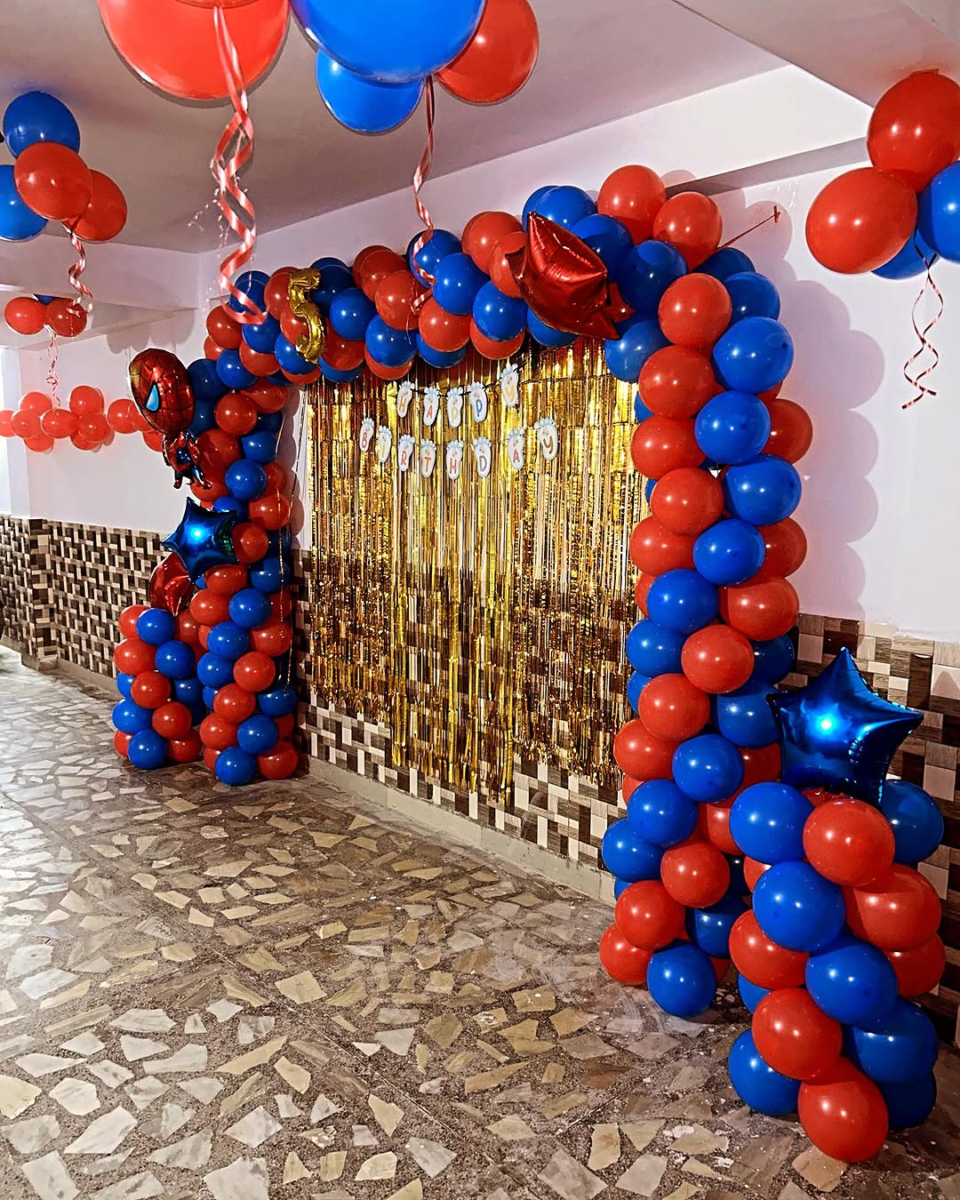 Spiderman Birthday Balloon Arch