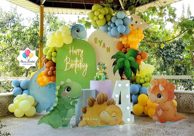 Cute Dino Adventure Birthday Backdrop