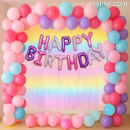 Pastel Rainbow Balloon Birthday